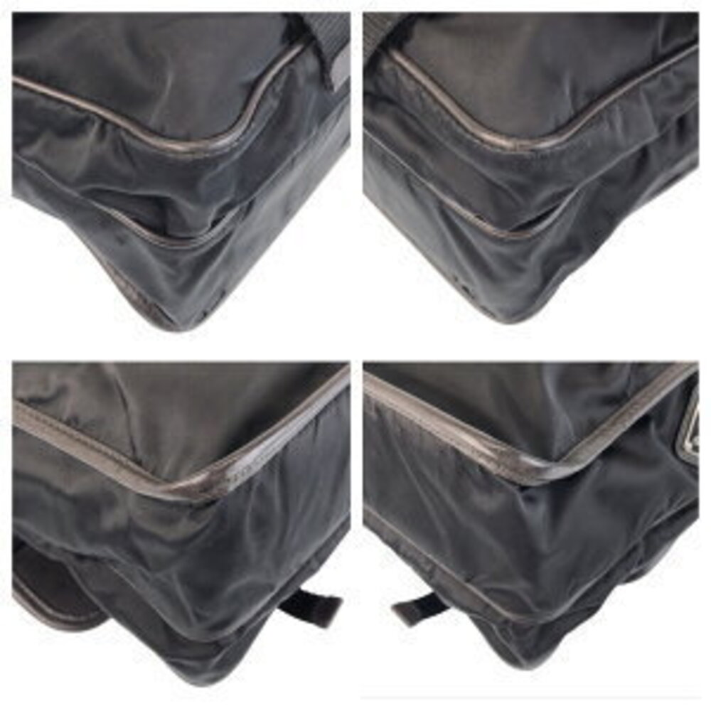 Prada logo messenger shoulder bag Tessuto triangular nylon black plate - Picture 3 of 10